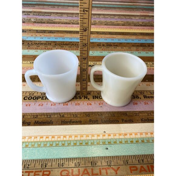 Fire King Ivory D Handle Flat Bottom Coffee Mug White Lot Of 2 Mismatched - Picture 11 of 12